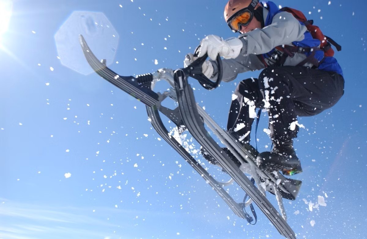 Schlitten SNOWRACER King Size GT Grey/Black, STIGA® Rennrodel für 2